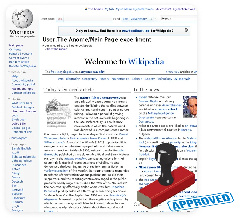 Wikipedia Approval